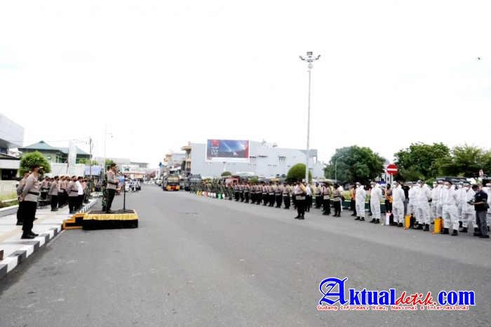 Apel Gabungan Polri, TNI, Satpol PP Dan Instansi Terkait, Persiapan Penyemprotan Desinfektif