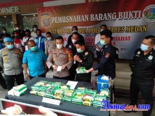 Polrestabes Medan Musnahkan 30 Kg Shabu Jaringan Aceh - Palembang - Medan