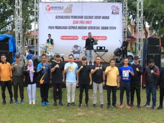 Hadiri Car Free Day Yang Di Taja Bawaslu Kab.Kampar, Pj Bupati Kampar Hambali Pesan; Mari Sama - Sama Kita Ciptakan Pemilu Yang Damai