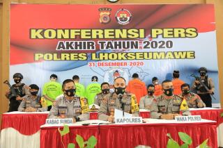 Kapolres Lhokseumawe, AKBP Eko Hartanto, SIK.,M.H Gelar Konfrensi Pers