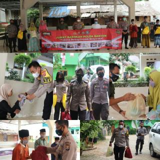 Jumat Barokah, Polda Banten Salurkan Puluhan Paket Sembako