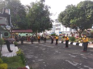 Jaga Stamina dan Kebugaran, Polsek Galang Rutin Laksanakan Senam AWS 3